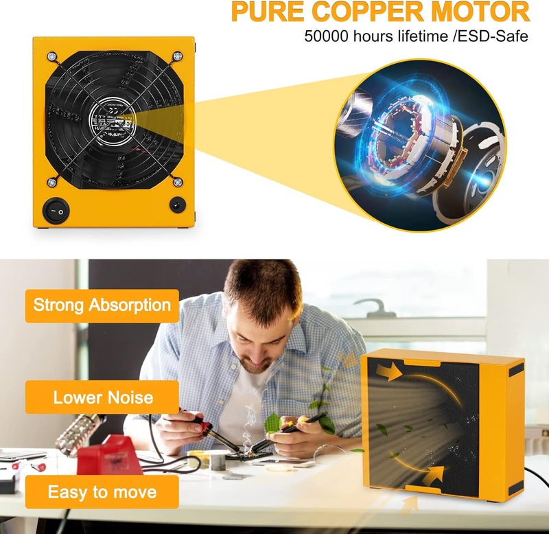 NOEVSBIG Solder Fume Extractor Smoke Absorber Remover Smoke Prevention Absorber Smoke Fan 12V Soldering Fan DIY Working Fan Fume Extractor for Soldering Station Stained Glass Laser Cutter Repairing DIY Hobby - Image 3